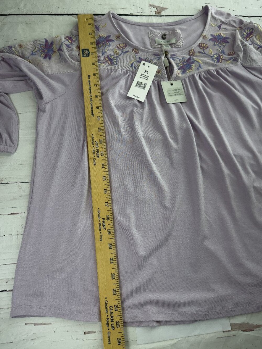 Cupio Embroidered Mesh Blouse XL Lavender Boho Peasant Top NWT - Picture 9 of 9
